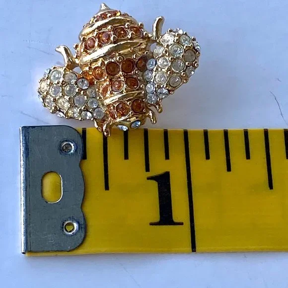 MONET Rhinestone Bumble Bee Brooch Pin with Blue Eyes - Picture 6 of 6